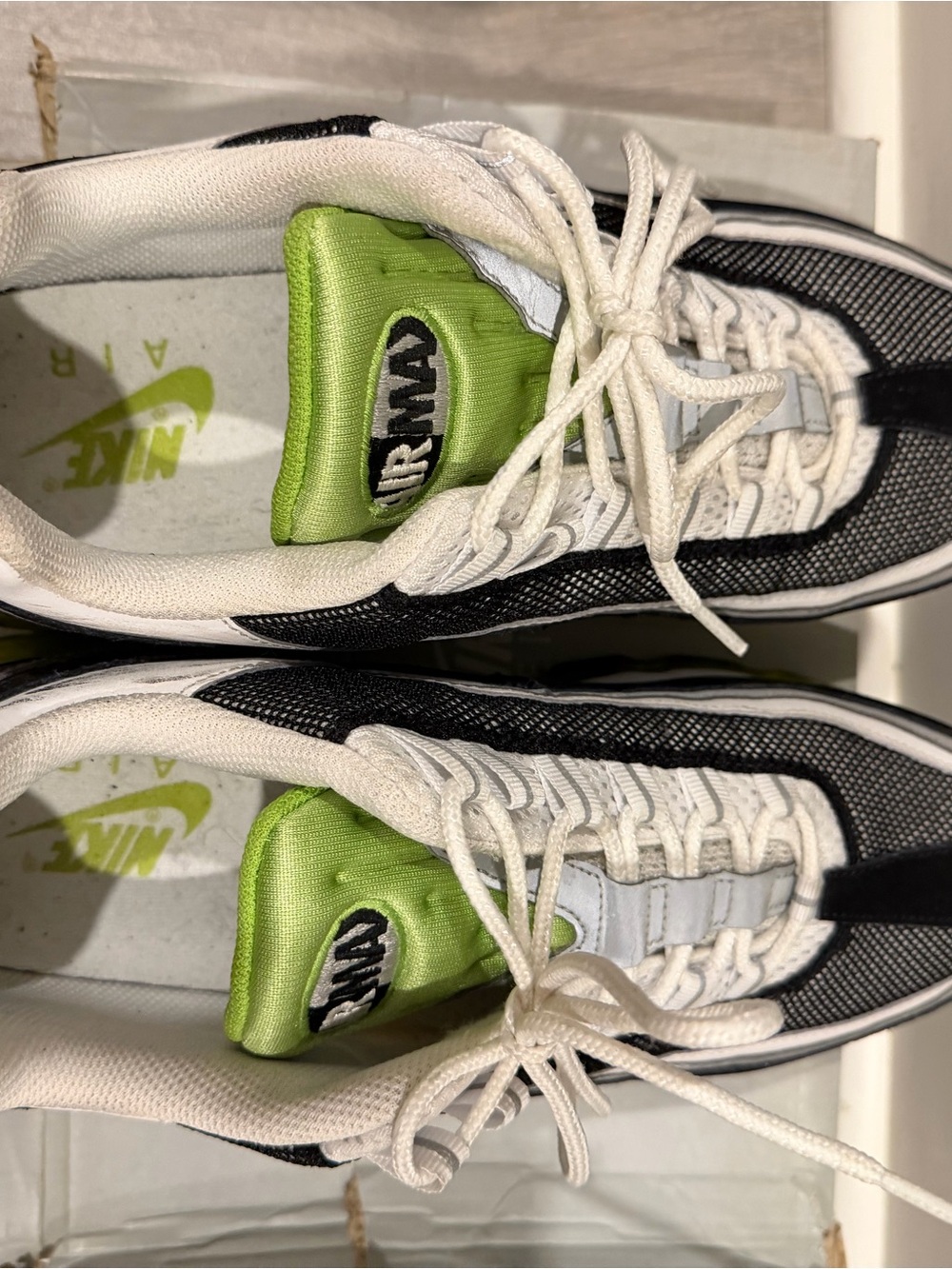Nike Sneakers in White, Black & Neon Green